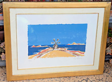 Enzo Tardia: "Il mulino" cm 50x70 con certificato autenticità, cornice color oro