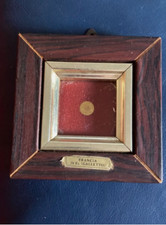 RARA MONETA VINTAGE oro massiccio 8K: cornice legno miniatura Francia 20 Franck!!!