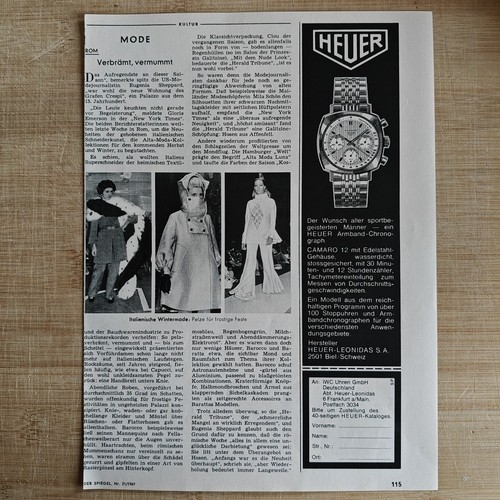Heuer camaro 1969 vintage adv - vintage,