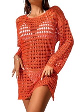 Copricostume da Spiaggia Oversize All'Uncinetto con Scollo A Barca e Trafor1237