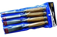 SCALPELLI LEGNO FALEGNAME 6-12-16-20 MM MANICO LEGNO SET SERIE 4 PEZZI