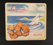 Vintage Scatola di Latta Biscotti Lazzaroni Assortiti Portofino