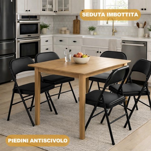 Set sedie nere metallo - 4,