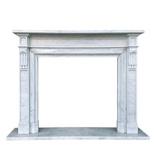 Cornice Camino Marmo Bianco di Carrara Stile Impero Mantel Fireplace Art  L150cm
