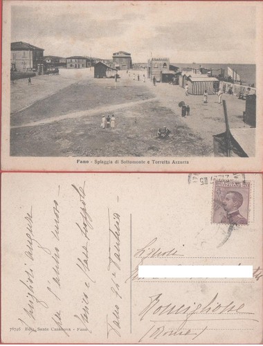 Cartolina fano spiaggia di - fano.,