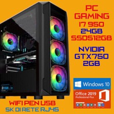 COMPUTER PC GAMING CPU INTEL i7-950 Ram 24GB SSD512GB GTX750-2GB Win10+Office