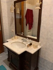 MOBILE BAGNO ARREDO BAGNO COMPLETO CON RUBINETTI E SPECCHIERA CON LAMPADE