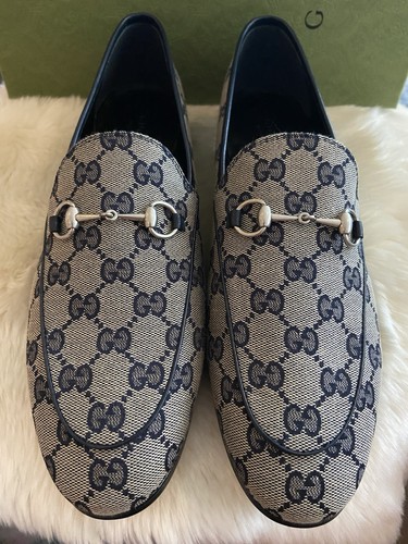 Mocassini gucci tela e - gg, in