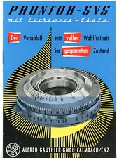 ALFRED GAUTHIER GMBH depliant PRONTOR SVS chiusura opuscolo del 1956 (Y4135