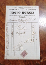 1890 fattura ROMA PAOLO BORGIA TESSUTI A MAGLIA BIANCHERIA MACCHINE DA CUCIRE