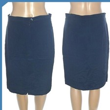 Olmar Gonna Dritto Donna Ginocchio Blu Seta Silk It 46 Eu 42 W 32 Xl Extra Large