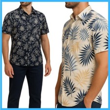 Camicia hawaiana cotone uomo fantasia manica corta shirt camicetta M XL XXL 3XL