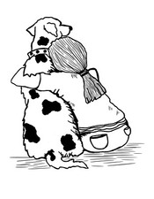 4 adesivi auto donna con cane