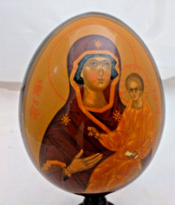  GRANDE UOVO  RUSSO DI LEGNO DIPINTO A MANO