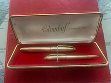 coppia penna + portamina Columbus laminate in oro con scatola
