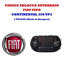 CODICE SBLOCCO AUTORADIO  CONTINENTAL VP2 Hunagry  Autiardio 356 FIAT TIPO E 500
