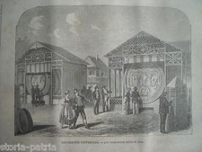 VIENNA_ESPOSIZIONE 1873_ENOLOGIA_CANTINA_ENORMI BOTTI DI VINO_ANTICA STAMPA_1873