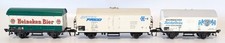 3 x Fleischmann HO Scale Wagons - Inter Frigo/Heineken/Kulmbacher