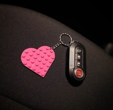 ? 1 PORTACHIAVI CON CUORE FUCSIA LEGO AMORE LOVE GIFT IDEA REGALO