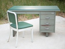 Scrivania Industriale con sedia stile Gio Ponti anni '60 