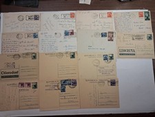 n.15 affrancature di Repubblica con Interi postali, annulli meccanici, espressi