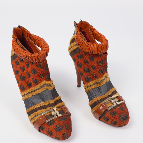 Stivaletti jacquard arancione
