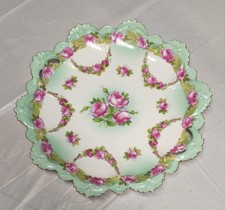 Vintage - Piatto rosa porcellana austriaca Moritz Zdekauer - 11-1/2" x 1-/4" 