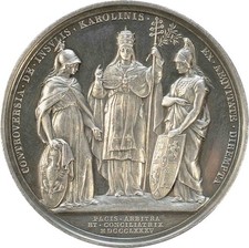 Medaglia An. AG Papa Leone XIII Anno X qFDC "Controversia per le isole Caroline"