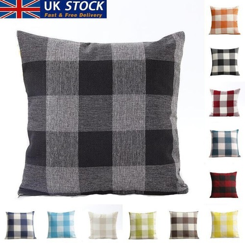 Copricuscino check lino - copricuscino,