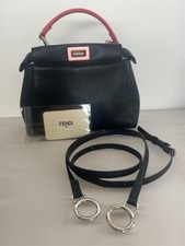Borsa a tracolla a mano FENDI Mini Peekaboo 2WAY 8BN244 pelle nera rosa autentica