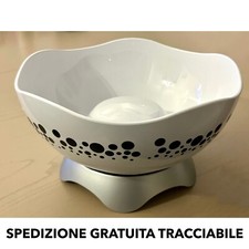 VASSOIO PORTAFRUTTA CENTROTAVOLA STILE MODERNO BIANCO NERO ARGENTO - Come Nuovo