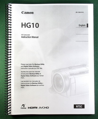 Canon hg10 manuale istruzioni - hg10,