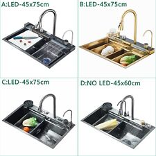 LED Lavello da cucina acciaio inox lavello incasso lavello a cascata rubinetto