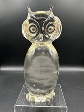 Scultura Gufo MURANO Licio Zanetti FIRMATA Vetro Artistico Trasparente 7,5"