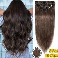 Clip Extension Capelli Veri Lisci 8 Fasce/Pack Piena Testa Allungamento 75g 55cm
