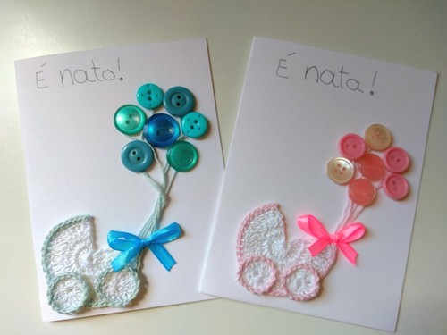 Biglietto nascita fatto mano - biglietto,
