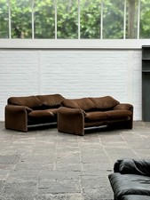 Divano design Cassina Maralunga 2 posti tessuto marrone righe Magistretti 1/2