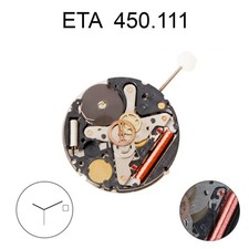 ETA 450.111 Swiss Made Quartz Movement, 3 Hands, White Date Disk at 3