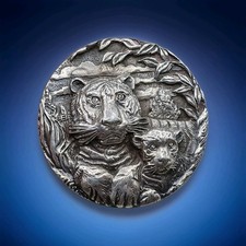Stupendo ornamento tigre tondo in argento massiccio possibile di Buccellati Italia