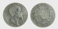 s536_5)  SARDEGNA Vittorio Emanuele II (1849-1861) 5 Lire 1852 GE