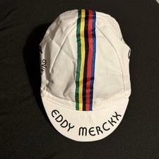 Cappello berretto bianco EDDY MERCKX campione del mondo righe ciclismo Made in Italy