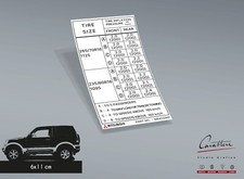 ADESIVO PRESSIONE GOMME MITSUBISHI PAJERO TERZA SERIE