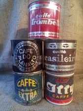 LOTTO 5 BARATTOLI PUBBLICITARI CAFFÈ VARIE MARCHE VINTAGE D'EPOCA 
