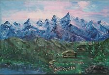 QUADRI MODERNI DIPINTI A MANO SU TELA PAESAGGIO ALPINO PER SALONE O CAMERA