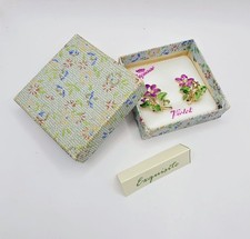 Orecchini clip fiori viola