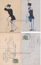 UFFICIALE CON SCIABOLA - 2 cartoline disegnate/colorate a mano- primi '900