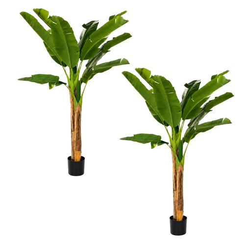 Set pianta finta banano - 2x,