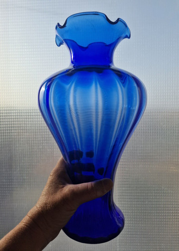 Vaso vetro blu trasparente - vetro,