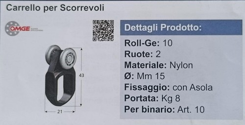 Carrello per binario - per, asola