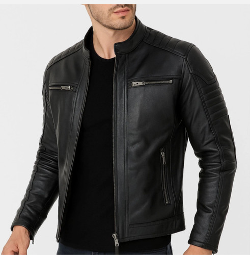 Giacca moto uomo - nera, ecopelle